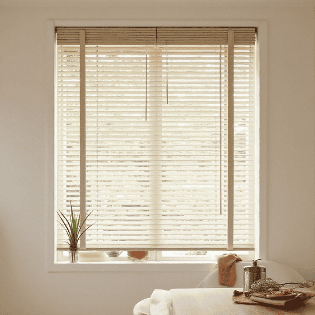 Custom blinds in a bright living room